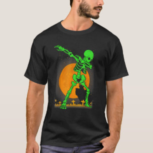 Halloween  For Boys Kids Girl Dabbing Skeleton Cos T-Shirt