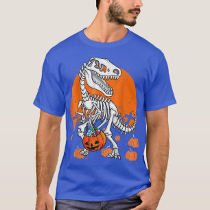 Halloween For Boys Men Dinosaur T Re Skeleton Pump T-Shirt