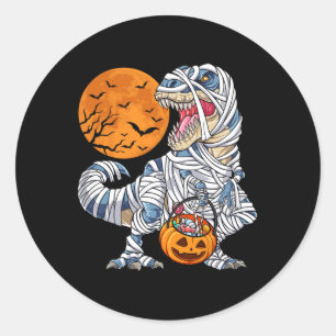 Halloween For Boys Men Dinosaur T Rex Mummy Pumpki Classic Round Sticker