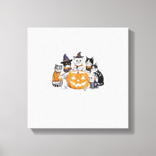 halloween for Cat Cute Kitten Ghost Skeleton Lover Canvas Print (Front)
