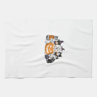 halloween for Cat Cute Kitten Ghost Skeleton Lover Kitchen Towel