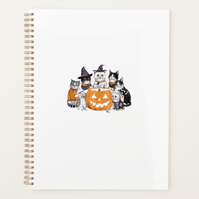halloween for Cat Cute Kitten Ghost Skeleton Lover Planner (Front)