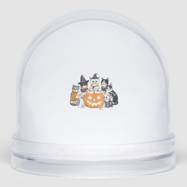 halloween for Cat Cute Kitten Ghost Skeleton Lover Snowglobe (Front)