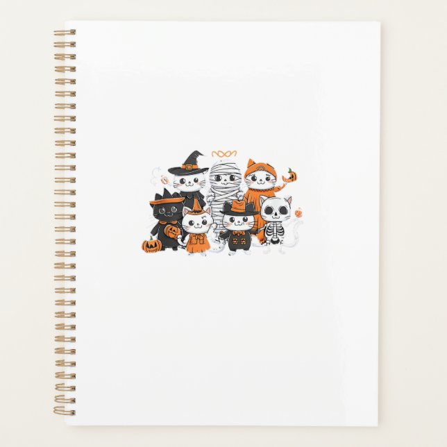 halloween for Cat Cute Kitten Skeleton Ghost Funny Planner (Front)