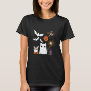 halloween for Cat Cute Kitten Skeleton Ghost Funny T-Shirt