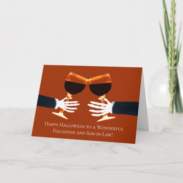 Halloween for Daughter and Son in Law Wine Funny Holiday Card (Front)