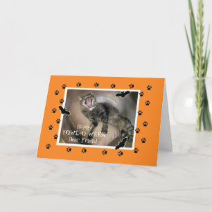 Halloween for Friend Scaredy Cat Bats Card