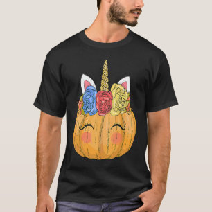 Halloween  for Kids Girls Cute Unicorn Pumpkin T-Shirt