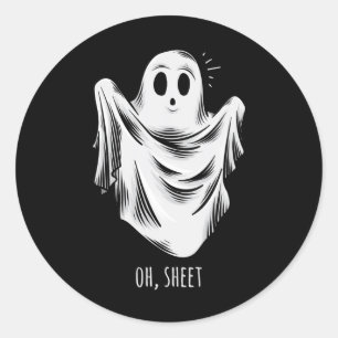 Halloween For Men Funny Oh Sheet Ghost  Classic Round Sticker