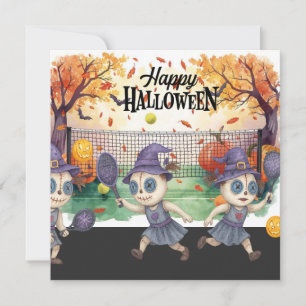 Halloween for Pickleball Player Party Holiday Card