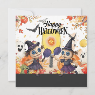 Halloween for Pickleball Player Party Holiday Card