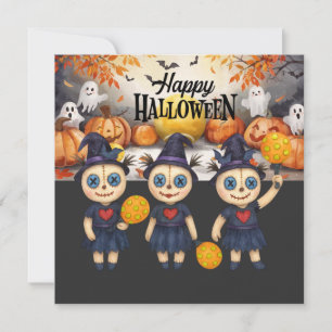 Halloween for Pickleball Player Party Holiday Card