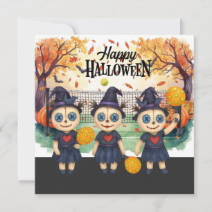 Halloween for Pickleball Player Party Holiday Card