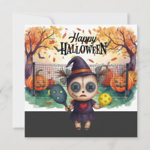 Halloween for Pickleball Player Party Holiday Card