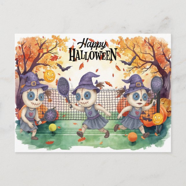 Halloween for Pickleball Player Party  Holiday Postcard (Front)