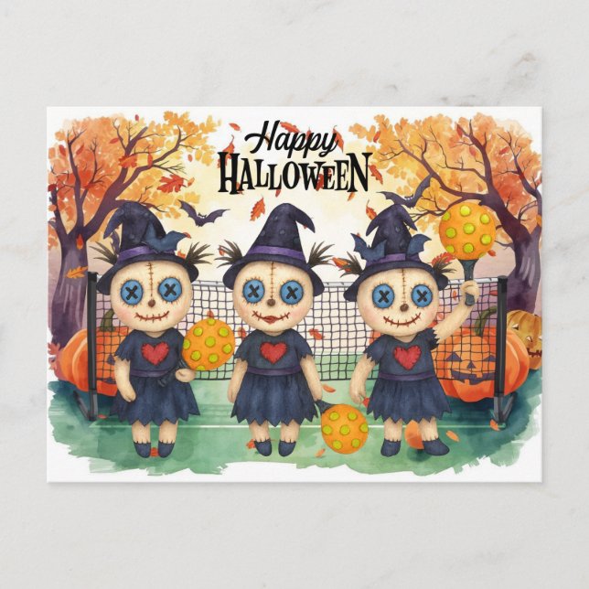 Halloween for Pickleball Player Party  Holiday Postcard (Front)