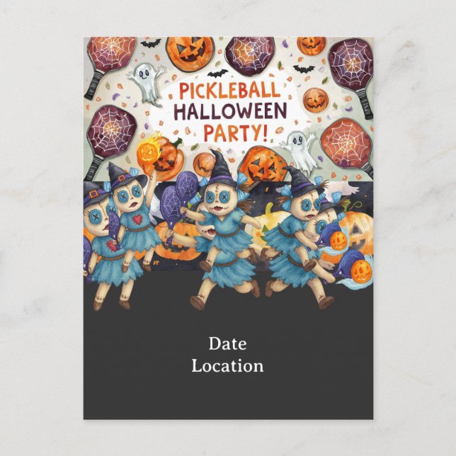 Halloween for Pickleball Player Party invitation  (Front)