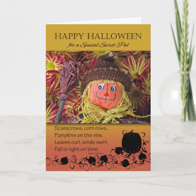 Halloween for Secret Pal, Scarecrow and Poem Card (Front)