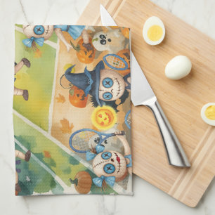 Halloween for Tennis Player Kitchen Towel