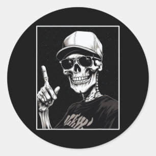 Halloween For Women Never Better Skeleton Skull H Classic Round Sticker
