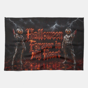 Halloween Forever In My Heart Gothic Pumpkin Jack  Kitchen Towel