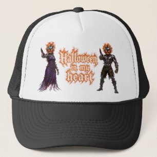 Halloween Forever In My Heart Gothic Pumpkin Jack Trucker Hat