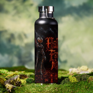 Halloween Forever In My Heart Gothic Pumpkin Jack Water Bottle