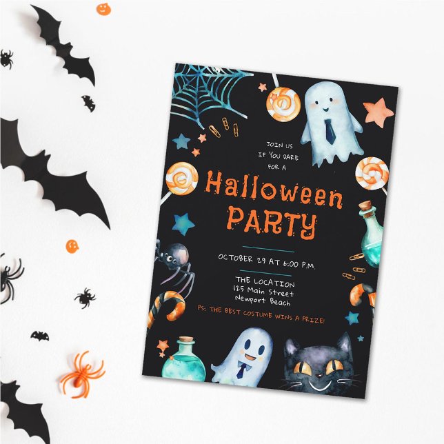 Halloween Frame Business Corporate Office Party Invitation (halloween office party invitation fun funny frame whimsical playful corporate business black orange)