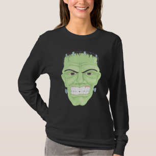 Halloween Frankenstein Head Green Snarling Monster T-Shirt