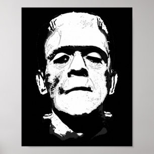 Halloween Frankenstein Monster Black And White  Poster