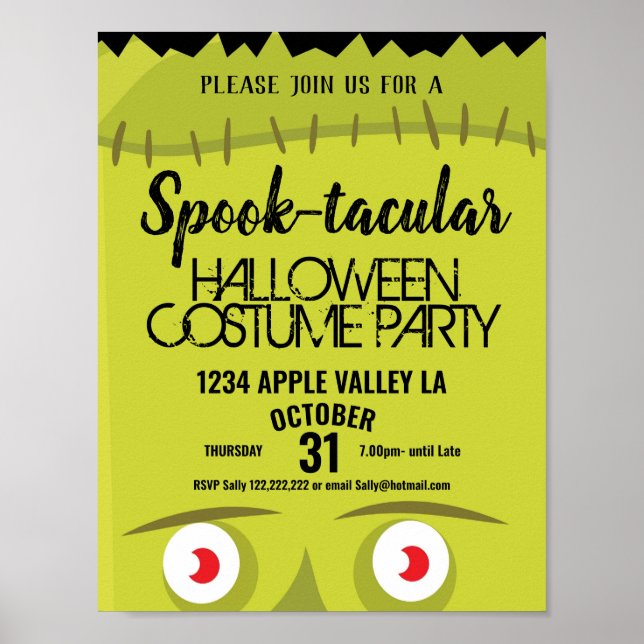 halloween Frankenstein monster costume party Poster (Front)