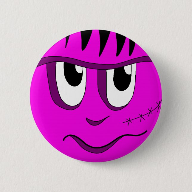 Halloween Frankenstein - pink 2 Inch Round Button (Front)