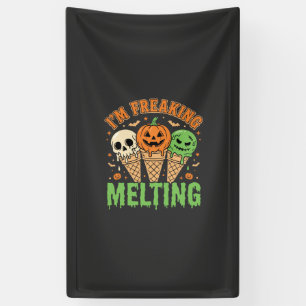 Halloween Freaking Melting Ice Cream Banner