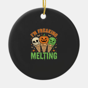 Halloween Freaking Melting Ice Cream Ceramic Ornament