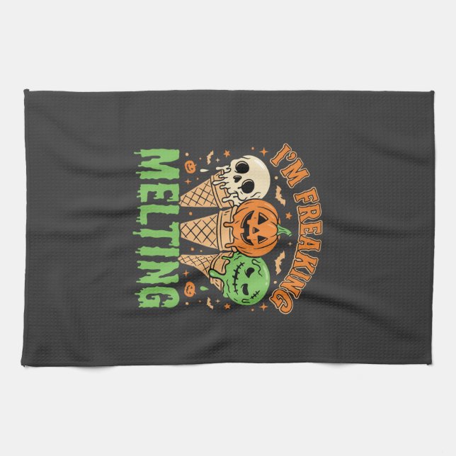 Halloween Freaking Melting Ice Cream Kitchen Towel (Horizontal)