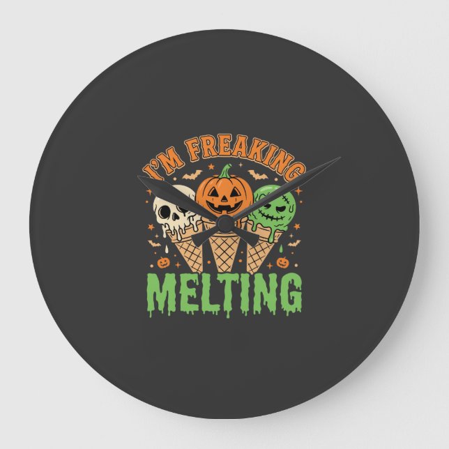 Halloween Freaking Melting Ice Cream Large Clock (Front)