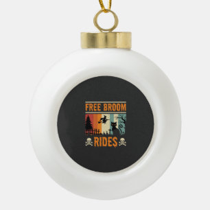 Halloween Free Broom Rides Witch Cat Ceramic Ball Christmas Ornament