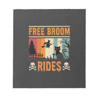 Halloween Free Broom Rides Witch Cat Notepad