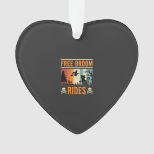 Halloween Free Broom Rides Witch Cat Ornament