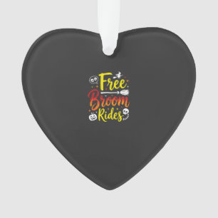Halloween Free Broom Rides Witch Graphic Ornament