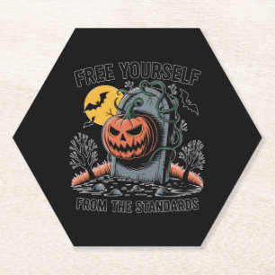 Halloween Free Yourself From The Standards.jpg Paper Coaster