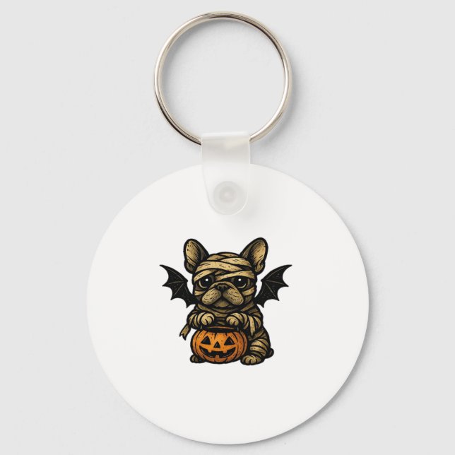 Halloween French Bulldog � Cute Spooky Dog Art Cla Keychain (Front)