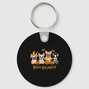 Halloween French Bulldog Dogs Pumpkin Funny  Keychain