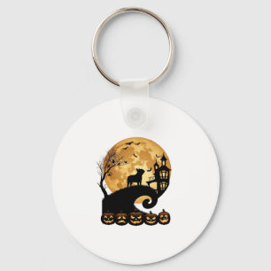 Halloween French Bulldog Moon Spooky Pumpkins Haun Keychain