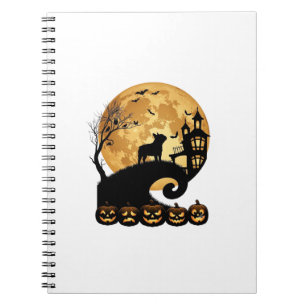 Halloween French Bulldog Moon Spooky Pumpkins Haun Notebook