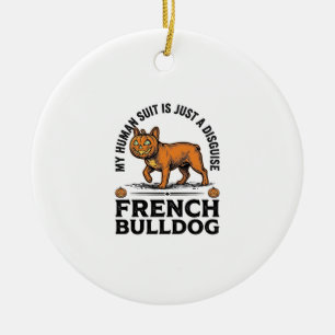 Halloween French Bulldog Pumpkin Costume Shirt_1 Ceramic Ornament