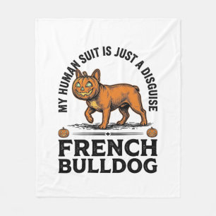 Halloween French Bulldog Pumpkin Costume Shirt_1 Fleece Blanket
