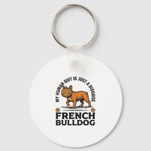 Halloween French Bulldog Pumpkin Costume Shirt_1 Keychain