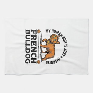 Halloween French Bulldog Pumpkin Costume Shirt_1 Kitchen Towel