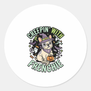 Halloween French Bulldog Spooky Companion Classic Round Sticker